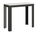 Console Extensible 90x40/196 Cm Linea Evolution Small Frêne Blanc Cadre Anthracite