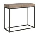 Console Extensible 90x40/196 Cm Nordica Small Chêne Nature Cadre Anthracite