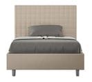 Lit Rembourré Sans Sommier 140x210 Similicuir Taupe Sunny