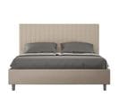 Lit Rembourré Sans Sommier 160x200 Similicuir Taupe Sunny