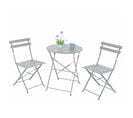 Ensemble Balcon Avec Chaises Et Table Pliantes En Acier Dalia Gris