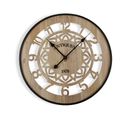 Horloge Murale Pour La Cuisine, Pendule Pour Salon Grafton 60x4,5x60cm,bois Et Métal, Marron Et Noir