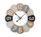 Horloge Murale Pour La Cuisine, Pendule Pour Salon Nicosia 60x4,5x60cm,bois Et Métal, Gris Et Beige