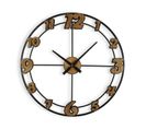 Horloge Murale Pour La Cuisine, Pendule Pour Salon Hendricks 60x4,5x60cm,bois Mdf, Marron Et Noir