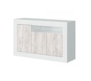 Buffet Moderne Gwen Effet Blanchi 3 Portes Et 1 Étagère L144cm -  Blanc / Bois