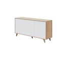 Buffet Laura 3 Portes Avec 3 Étagères L154cm -  Blanc / Bois