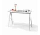 Bureau Fabriqué En Mélamine Avec Pieds En Hêtre Massif, Modèle Compas En Couleur Blanc