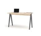 Bureau Droit En Mélamine Et Hêtre Massif Chêne Clair-gris Graphite Colmar Xl