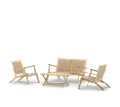 Set De Jardin Pliant 2 Fauteuils + Canapé + Table 100x50 - Serena