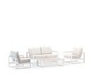 Set Jardin 4 Places Aluminium Blanc, Effet Bois - Manhattan