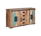 Buffet 4 Tiroirs Bois, Fer Marron 150x38x81cm - Bois-fer