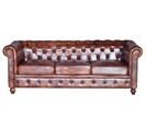 Canapé Type Chester En Cuir Marron  76x200x85 Cm