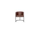 Fauteuil Fer, Cuir Marron 62x60x76cm - Fer-cuir