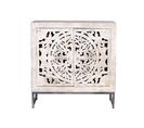 Buffet - Bois De Manguier - Blanc Effet Vieilli - 81 X 80 X 35 Cm