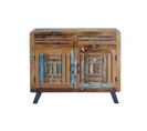 Buffet 2 Tiroirs Bois Et Fer Marron 105x40x87cm - Bois-fer