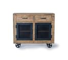 Buffet 2 Tiroirs Bois, Fer Marron 100x38x85cm - Bois-fer