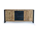 Buffet De Style Industriel - Bois De Manguier Et Métal - Coloris Naturel - 80x180x45 Cm