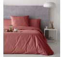 Housse De Couette En Percale De Coton Pure 200x200 Cm Rose Foncé