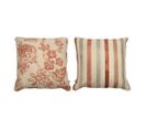 2 Housses De Coussin 85% Coton 15% Lin Barcelona 50x50 Cm Corail/gris