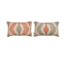 2 Housses De Coussin 85% Coton 15% Lin Formentera 30x50 Cm Corail/gris