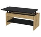 Table Basse Décor Chêne Et Noir Relevable L 100 X P 50 X H 44 Cm Happy