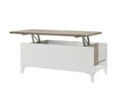 Table Basse Avec Plateau Relevable - Blanc/chene - L 100 X P 50/72 X H 42/55 Cm - Evan