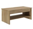 Table Basse Elsa - Avec 2 Plateaux Relevables - Décor Chêne - L 100 X P 50 X H 44 Cm