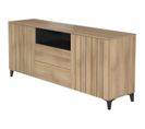 Buffet Lineas - Mélaminé Chêne - 2 Portes + 2 Tiroirs + 1 Niche - L180 X P44 X H75 Cm