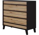 Commode Heka 4 Tiroirs - Décor Noir Et Chêne - L100 X P40 X H89 Cm