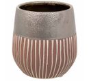 Vase En Céramique Argentée 13x13x14h