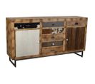 Buffet En Bois Et Cuir Marron 180x47x95h