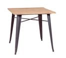 Table Industrielle En Acier  Et Bois Clair - Bistro, Métal-foncé, H.78cm, L.80cm, P.80cm