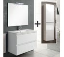 Meuble De Salle De Bain 80cm Simple Vasque + Colonne De Rangement - Balea - Blanc