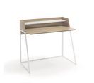 Bureau En Mélamine Et Métal, Modèle Essential, Chêne Clair Et Blanc