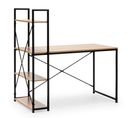 Bureau Lidia Noir, 3 Étagères, Style Industriel, 120 Cm Longueur