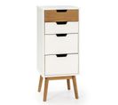 Chiffonnier Nuit Baku 4 Tiroirs Blanc/bois, 40 Cm Longueur