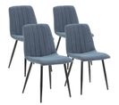 Pack 4 Chaises Sagi Recouvertes De Tissu Bleu