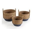 Set De 3 Paniers Iria Fibre Naturelle, Bleu/naturel