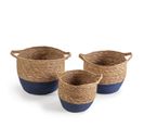 Set De 3 Paniers Anxo Fibre Naturelle, Bleu/naturel