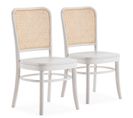 Pack De 2 Chaises Vesta Couleur Blanc, Bois Massif Et Rotin Naturel