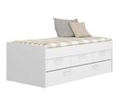 Lit Enfant Gigogne Leka 2 X 90 X 190 3 Tiroirs Mélaminé Blanc