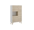 Buffet Haut Kolyma - 3 Portes et 1 Niche - Coloris : Chêne et Blanc