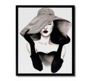 Hat Woman - Peinture Décorative 30 X 25 Cadre Noir