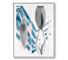 Blue Herbs1 - Peinture Décorative 80 X 60 Cadre Blanc