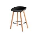 Eelis - Tabouret De Cuisine Bas En Polypropylène Avec Pieds En Chêne Noir