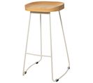 Tabouret Style Industriel Avec Pieds Blancs Et Assise En Orme Naturel