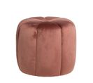 Pouf Rond En Velours Rose Avec Bouton Au Centre