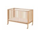 Lit Bébé à Barreaux Pliable 60x120 Cm En Hêtre Massif Naturel