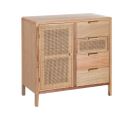 Buffet Nature En Bois Et Rotin 80x82cm Wesley