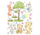 Sticker - Ourson, Renard, Lapin - 1 Planche 65 X 85 Cm